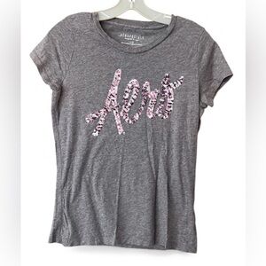 Aeropostale Kids Gray Tee with Pink Sequins Logo